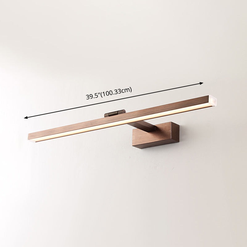 Metal Linear Shade Mirror Wall Lights Modern 1 Head Wall Mount Fixture in Brown