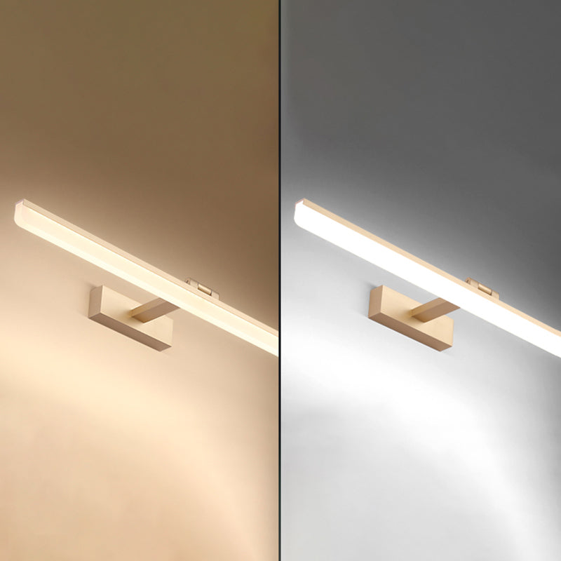 Metal Linear Shade Mirror Wall Lights Modern 1 Head Wall Mount Fixture in Brown