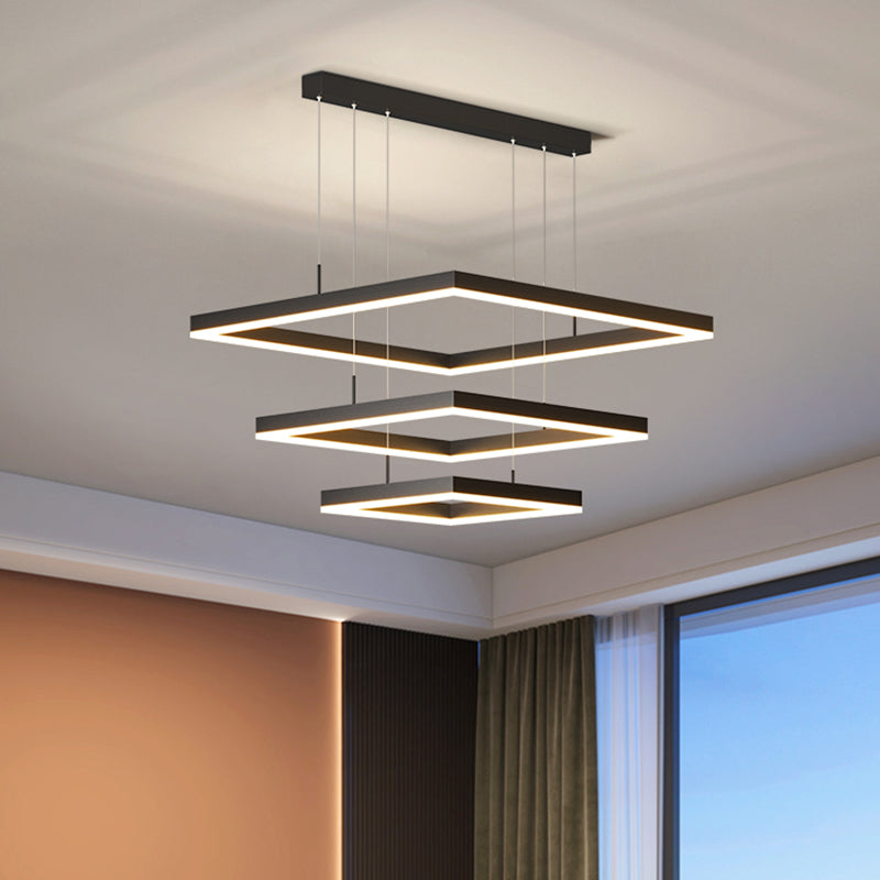 Modern Dining Room Lighting Multiple Squares Chandelier Lighting Fixtures