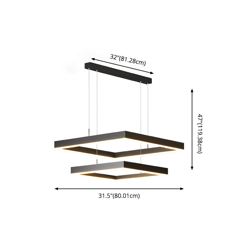 Éclairage de salle à manger moderne plusieurs carrés d'éclairage de lustre