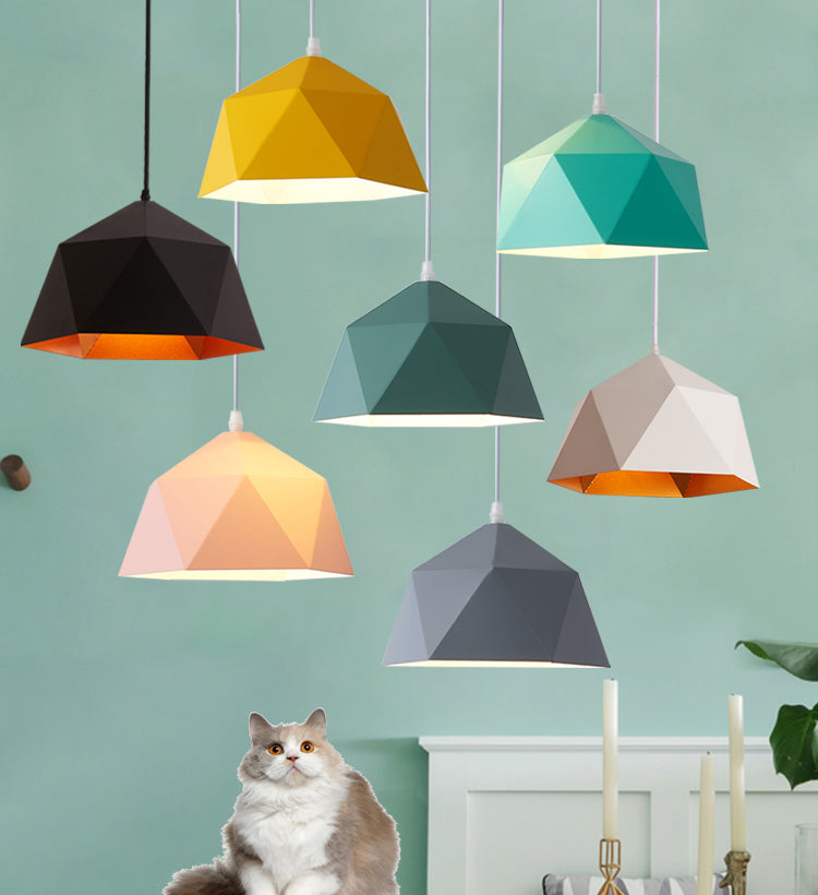 Adjustable Length 1 Light Geometric Pendant Light, Modern Pendant Light Fixture for Restaurant