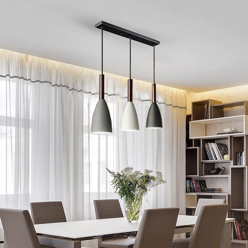 3-Light Conical Shade Multi Light Pendant, Minimalist Metal Multi Pendant Ceiling Light Fixture