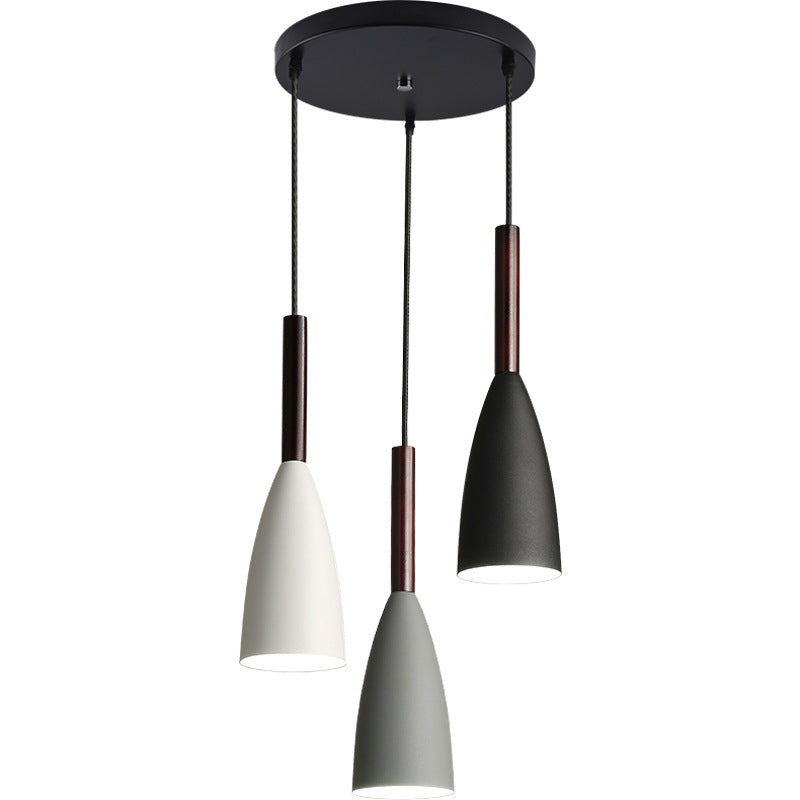 Pendant multi-lumière à teinte conique à 3 légers, luminaire de plafond multi-pendentif en métal minimaliste