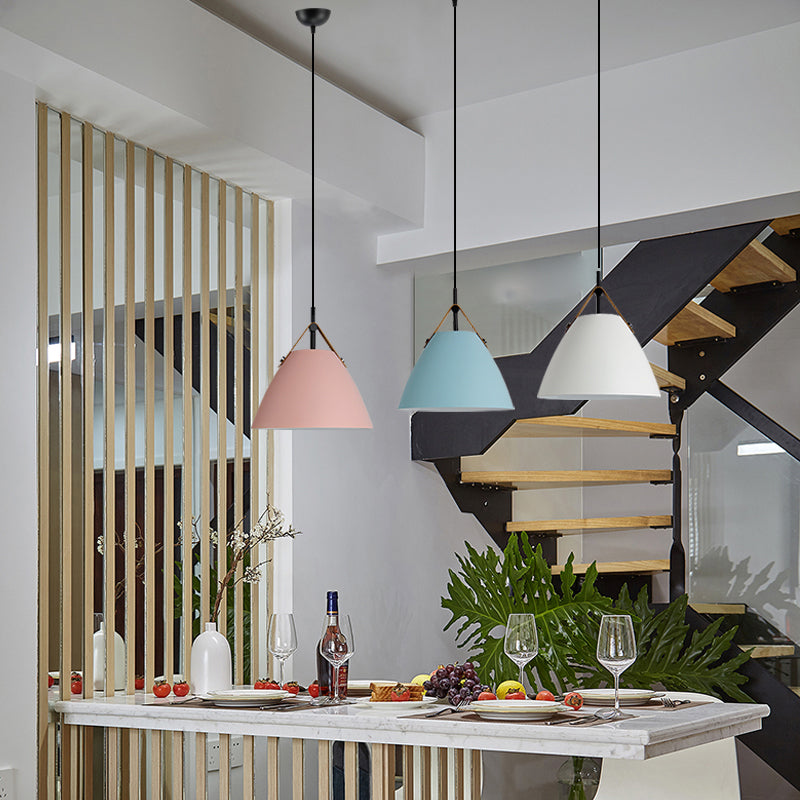 Nordic Macaron Style Hanging Lamp, Conical Shaped Shade Metal Hanging Lighting for Living Room