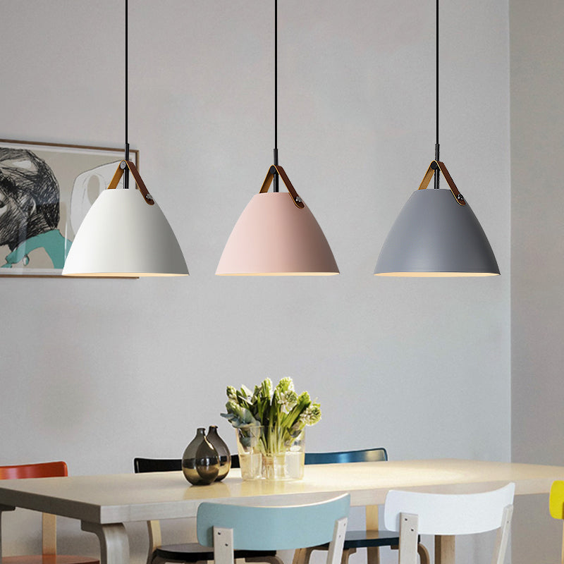 Nordic Macaron Style Hanging Lamp, Conical Shaped Shade Metal Hanging Lighting for Living Room