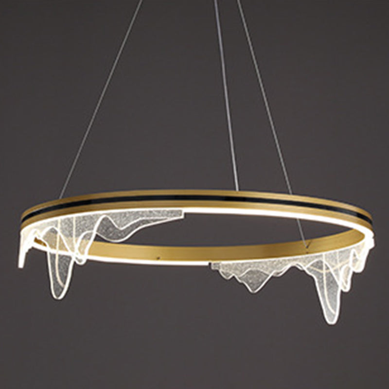 Orbicular Hanging Ceiling Light, Luxurious Acrylic Single Light Hanging Light Fixtures in Gold