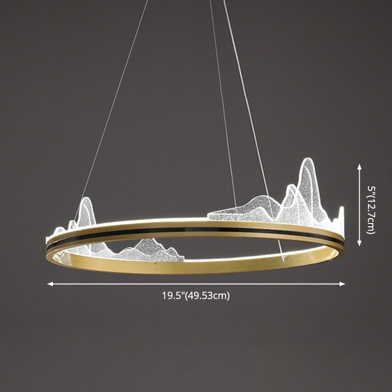 Orbicular Hanging Ceiling Light, Luxurious Acrylic Single Light Hanging Light Fixtures in Gold