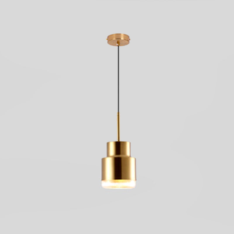 Golden Post Modern Style 1-Light Hanging Lamp
Geometric Simplicity Lighting Fixture for Bedroom