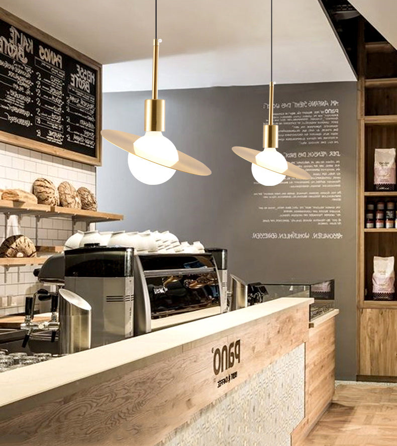 Golden Post Modern Style 1-Light Hanging Lamp
Geometric Simplicity Lighting Fixture for Bedroom