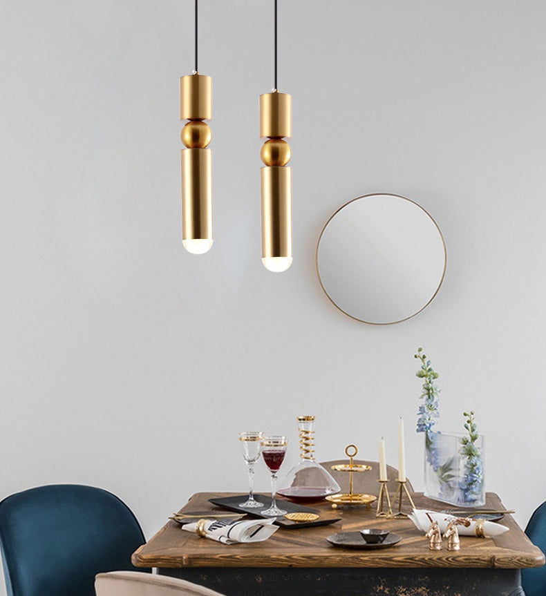 Golden Post Modern Style 1-Light Hanging Lamp
Geometric Simplicity Lighting Fixture for Bedroom