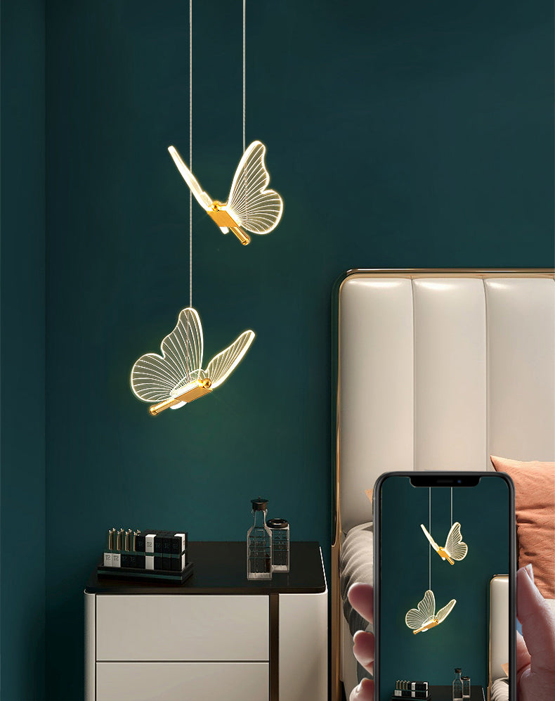 Luxurious Butterfly Style Hanging Ceiling Light, Acrylic Integrated LED Multi Light Pendant Lighting
