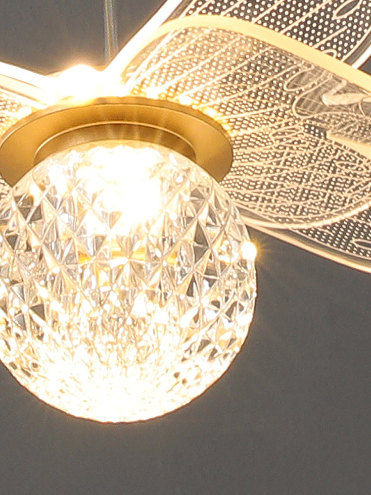 Minimalist Flower Shaped Shade Hanging Lamp, Art Deco Acrylic Shade Hanging Light for Bedroom