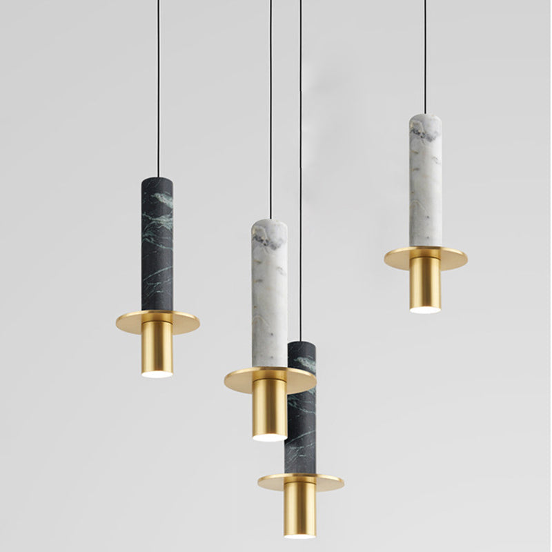Minimalism Hanging Ceiling Light Marble 1-Light Cylinder Ceiling Pendant Light