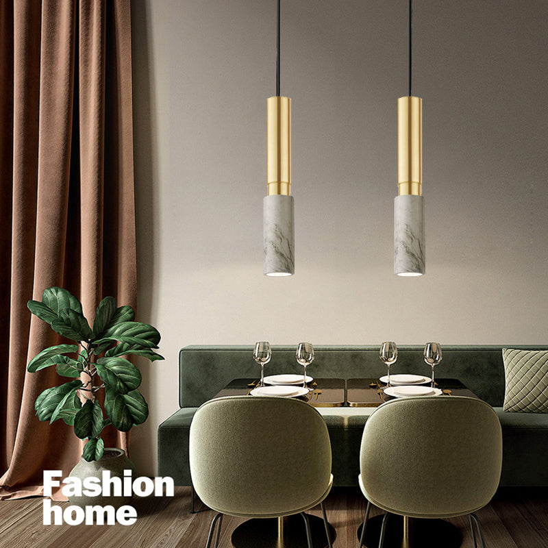 Minimalism Hanging Ceiling Light Marble 1-Light Cylinder Ceiling Pendant Light