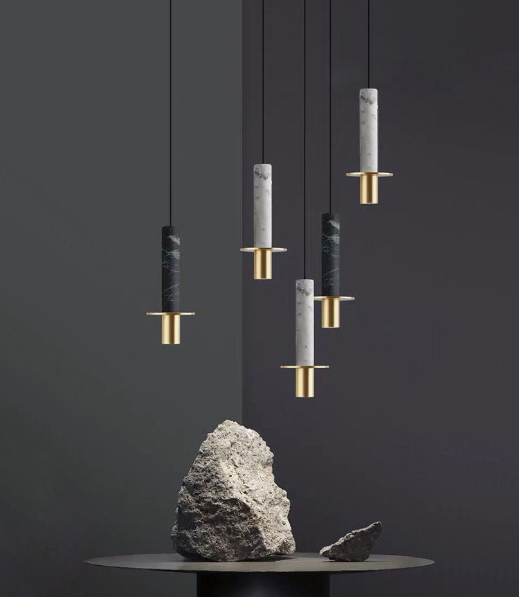 Minimalism Hanging Ceiling Light Marble 1-Light Cylinder Ceiling Pendant Light