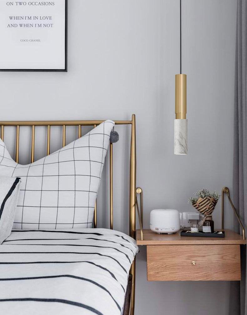 Minimalism Hanging Ceiling Light Marble 1-Light Cylinder Ceiling Pendant Light
