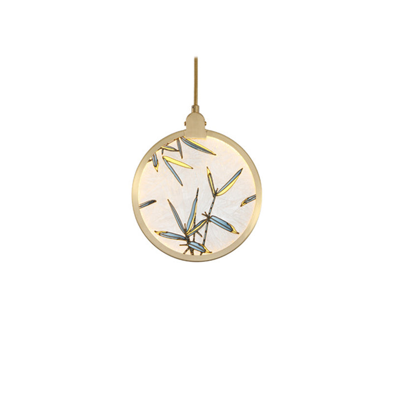 Postmodern Hanging Light Kit Bronze 1-Light Circle Ceiling Light for Bedroom