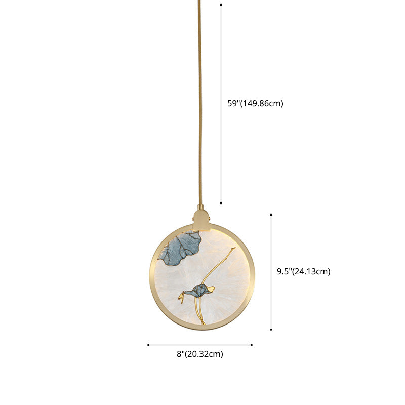 Postmodern Hanging Light Kit Bronze 1-Light Circle Ceiling Light for Bedroom