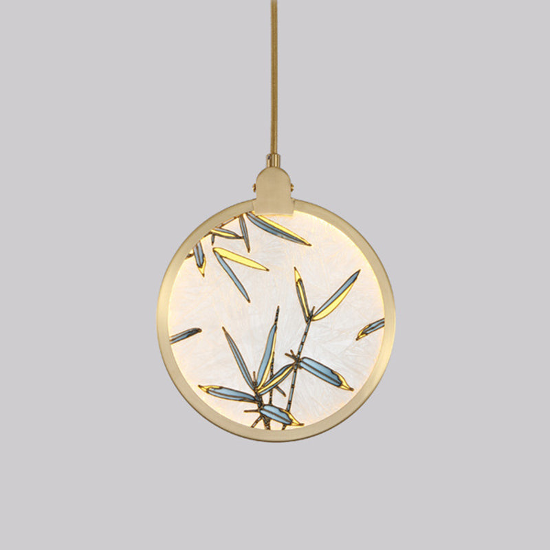 Postmodern Hanging Light Kit Bronze 1-Light Circle Ceiling Light for Bedroom