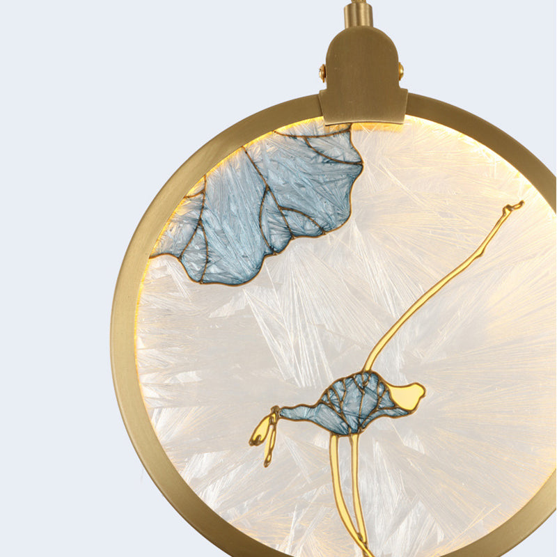 Postmodern Hanging Light Kit Bronze 1-Light Circle Ceiling Light for Bedroom