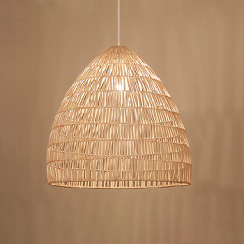 1-Light Bamboo Suspended Lighting Fixture Japanese Pendant Light Kit for Home-stay