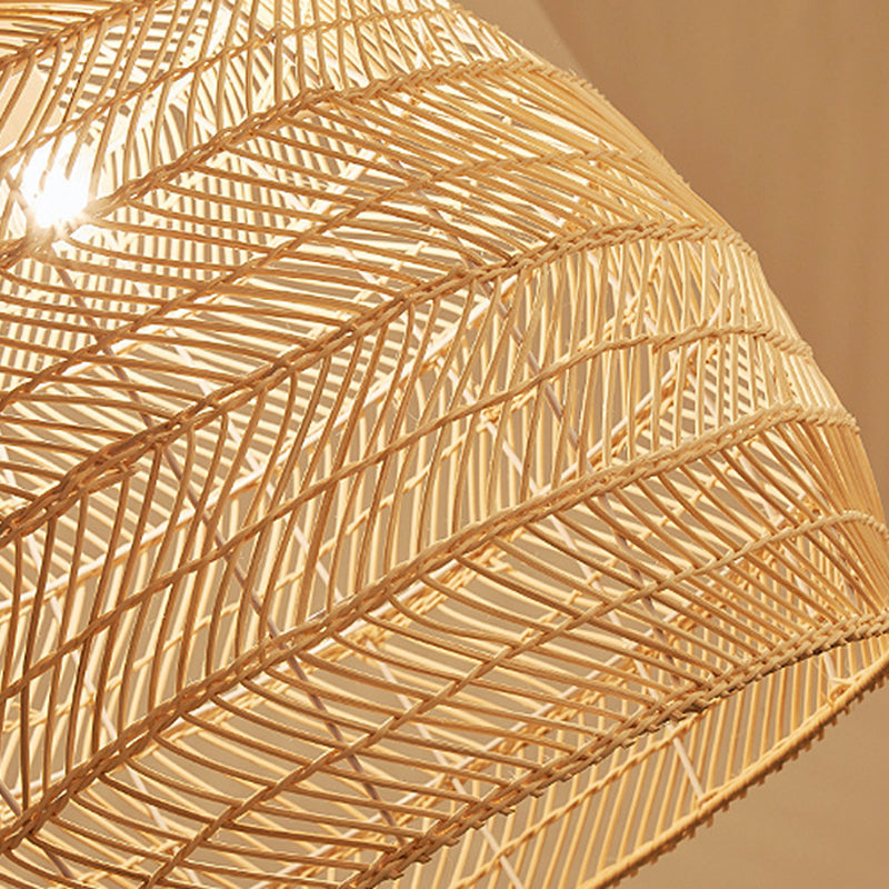 1-Light Bamboo Suspended Lighting Fixture Japanese Pendant Light Kit for Home-stay