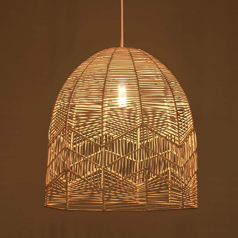 1-Light Bamboo Suspended Lighting Fixture Pendant Light Kit for Tea Room