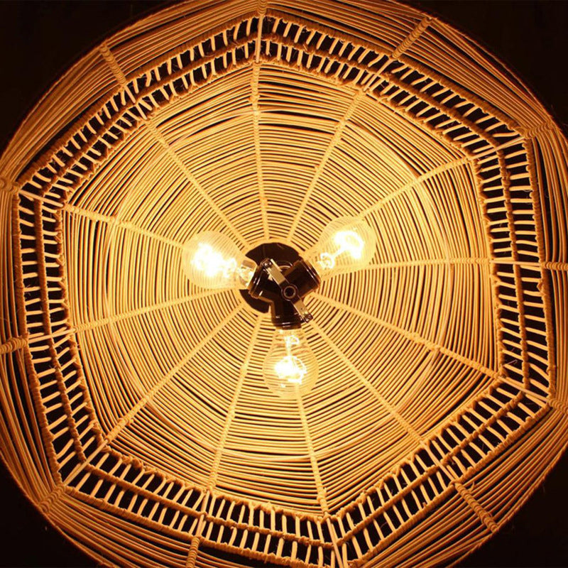 1-Light Bamboo Suspended Lighting Fixture Pendant Light Kit for Tea Room