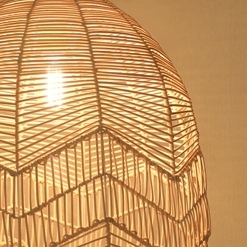 1-Light Bamboo Suspended Lighting Fixture Pendant Light Kit for Tea Room