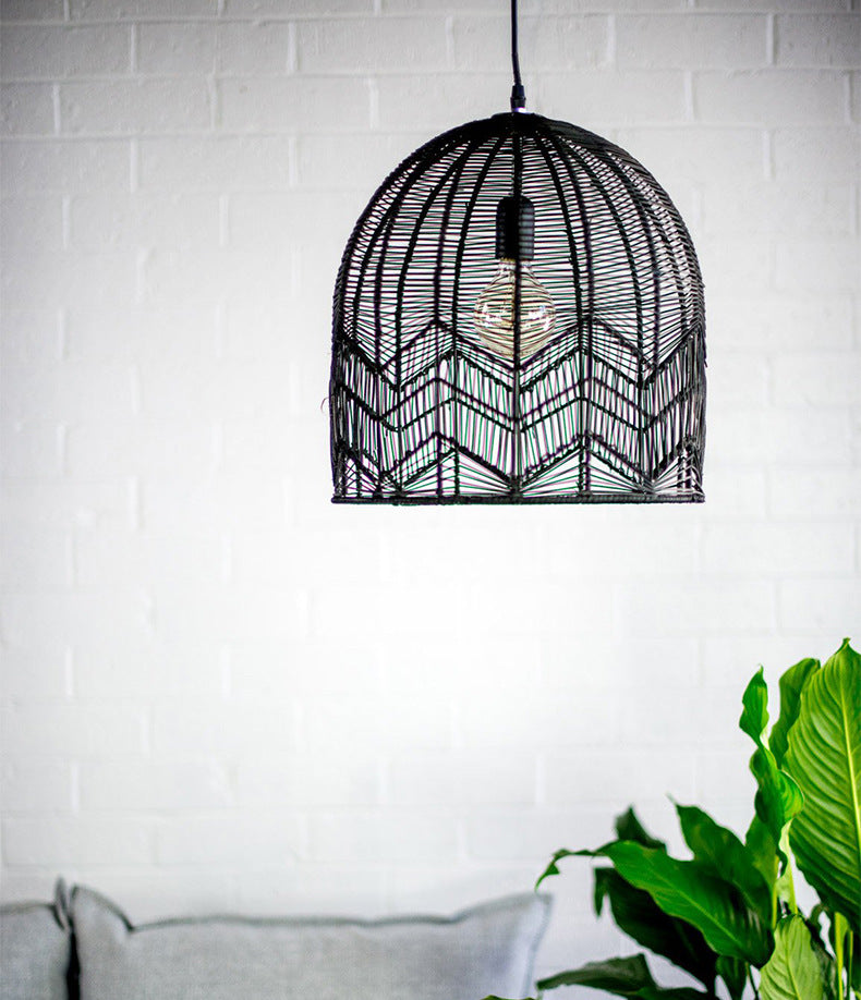 1-Light Bamboo Suspended Lighting Fixture Pendant Light Kit for Tea Room