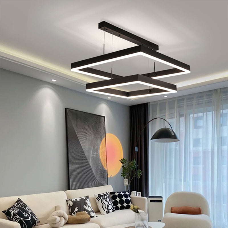 Modern Chandeliers For Dining Room Multiple Squares Hanging Light Fixtures