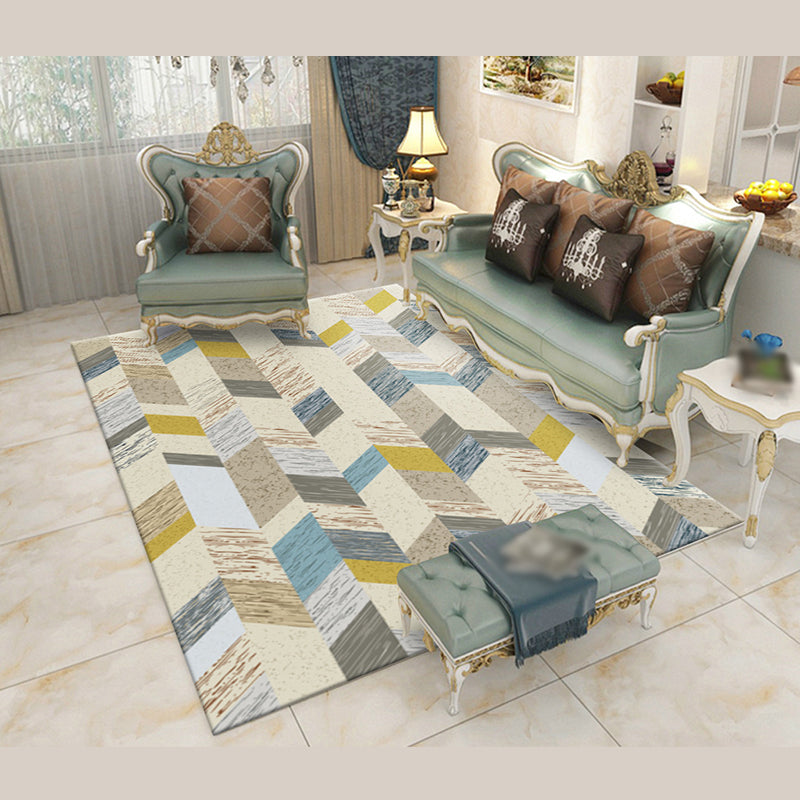 Trendy Home Decoration Carpet Geometric Pattern Area Rug Polyester Stain Resistant Indoor Carpet