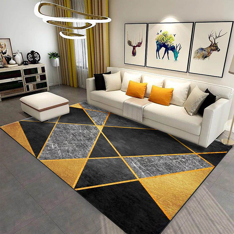 Trendy Home Decoration Carpet Geometric Pattern Area Rug Polyester Stain Resistant Indoor Carpet