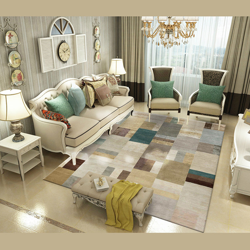 Trendy Home Decoration Carpet Geometric Pattern Area Rug Polyester Stain Resistant Indoor Carpet