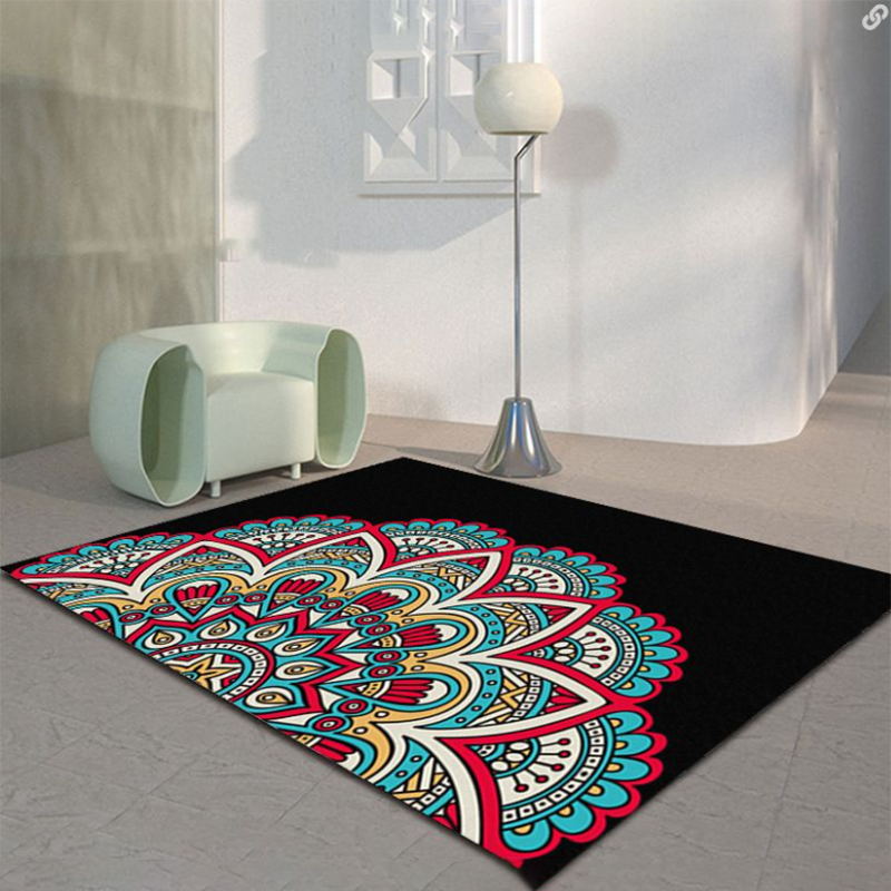 Tapis marocain Orange en Polyester à fleurs, tapis d'intérieur résistant aux taches pour le salon