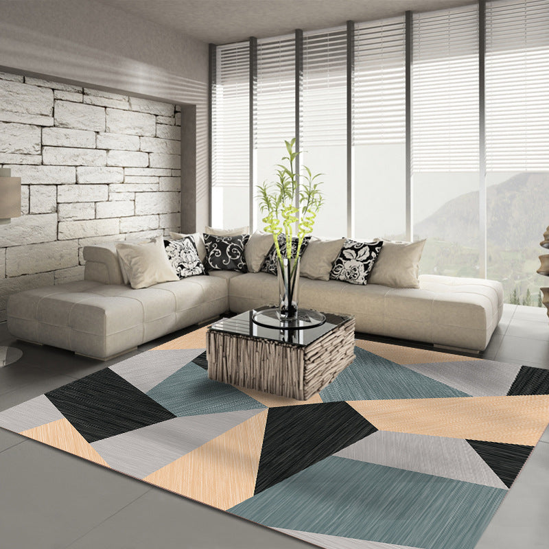 Modern Geometric Pattern Carpet Polyester Area Rug Stain Resistant Indoor Carpet for Home Decoration