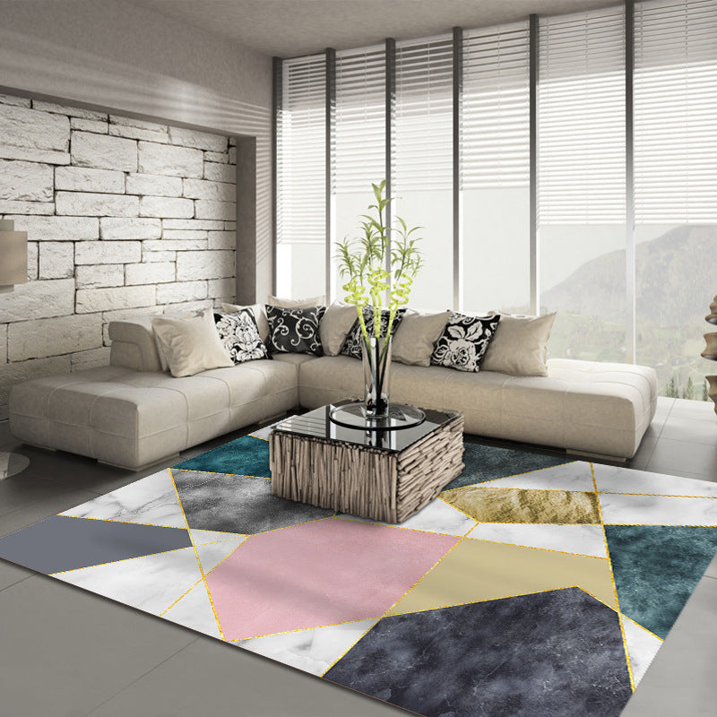 Modern Geometric Pattern Carpet Polyester Area Rug Stain Resistant Indoor Carpet for Home Decoration