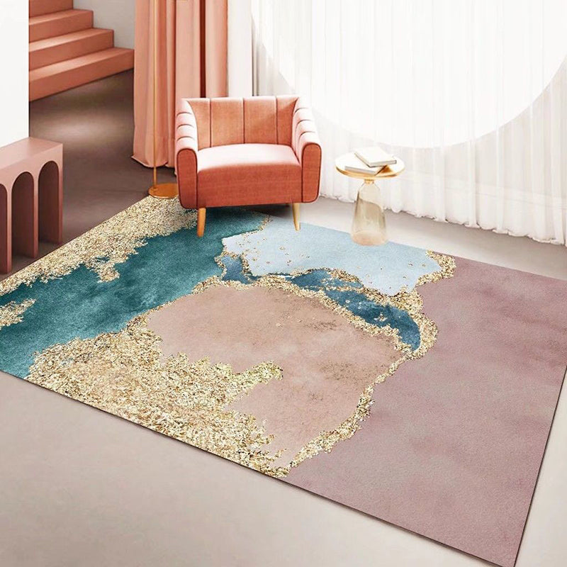 Navy Modern Carpet Polyester Striped Carpet Non-Slip Backing Area Carpet for Living Room