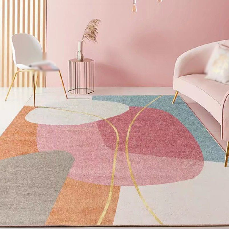 Navy Modern Carpet Polyester Striped Carpet Non-Slip Backing Area Carpet for Living Room