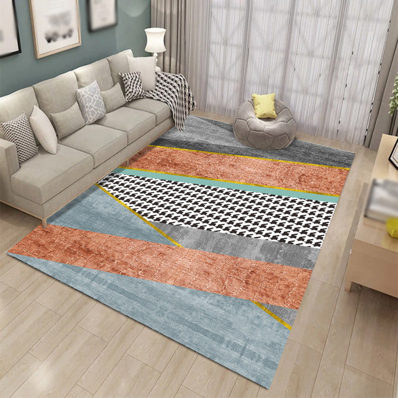 Casual Geometric Pattern Carpet Polyester Area Rug Stain Resistant Indoor Carpet for Home Decoration