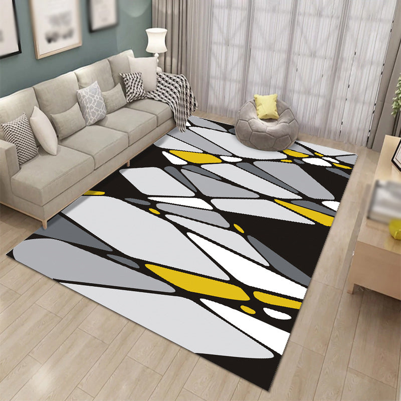 Trendy Geometric Pattern Carpet Polyester Area Rug Stain Resistant Indoor Carpet for Living Room
