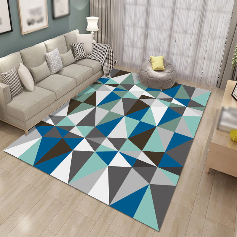 Trendy Geometric Pattern Carpet Polyester Area Rug Stain Resistant Indoor Carpet for Living Room
