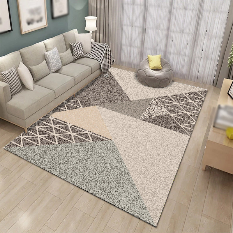 Trendy Geometric Pattern Carpet Polyester Area Rug Stain Resistant Indoor Carpet for Living Room