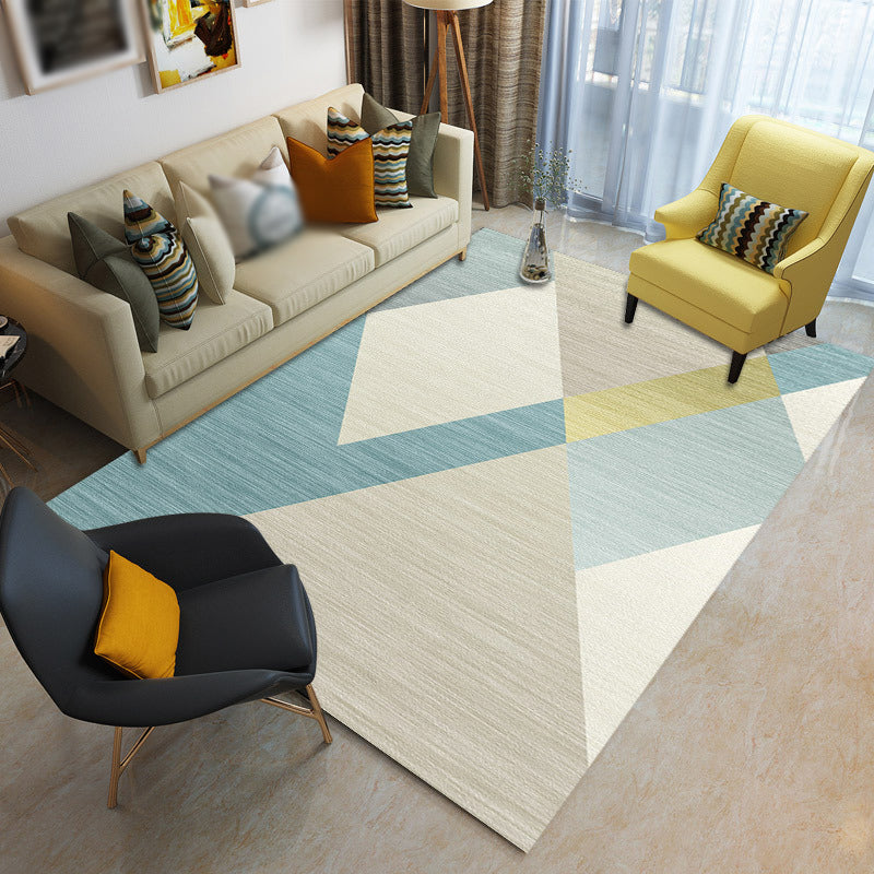 Geometric Indoor Rug Minimalist Carpet Washable Polyester Stain Resistant Area Rug for Home Decor