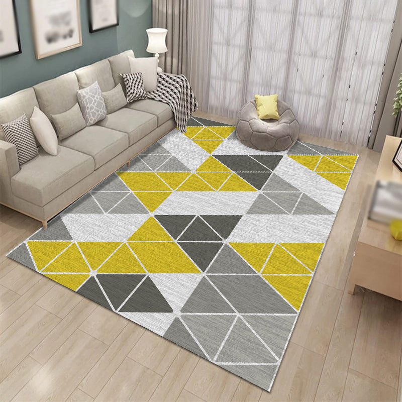 Contemporary Triangle Pattern Carpet Polyester Area Rug Pet Friendly Indoor Carpet for Living Room