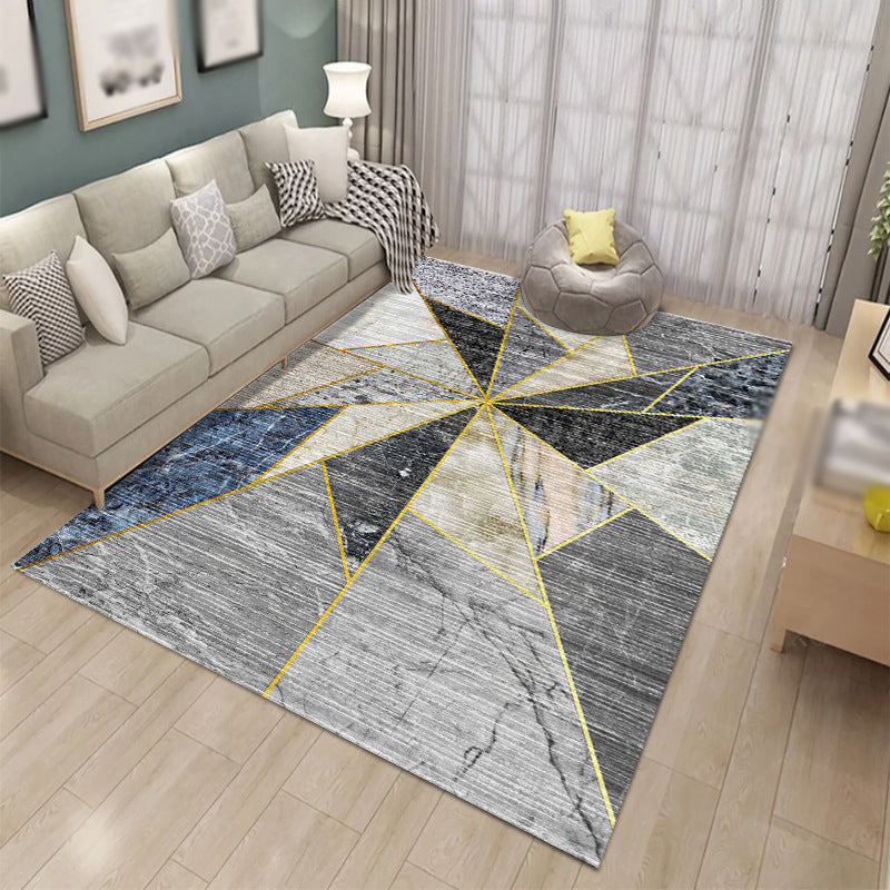 Contemporary Triangle Pattern Carpet Polyester Area Rug Pet Friendly Indoor Carpet for Living Room