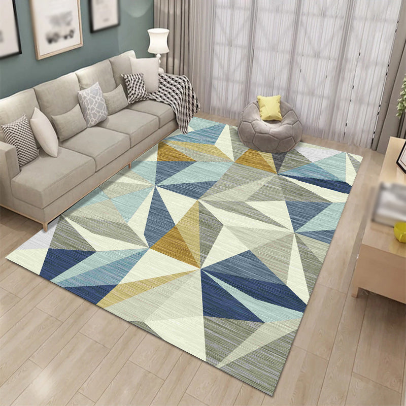 Contemporary Triangle Pattern Carpet Polyester Area Rug Pet Friendly Indoor Carpet for Living Room