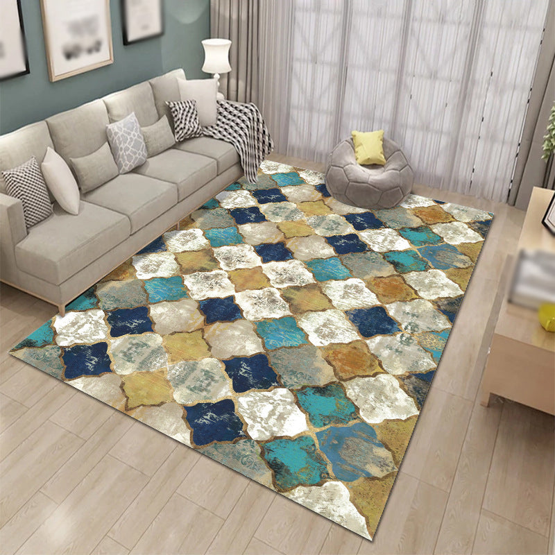 Contemporary Triangle Pattern Carpet Polyester Area Rug Pet Friendly Indoor Carpet for Living Room