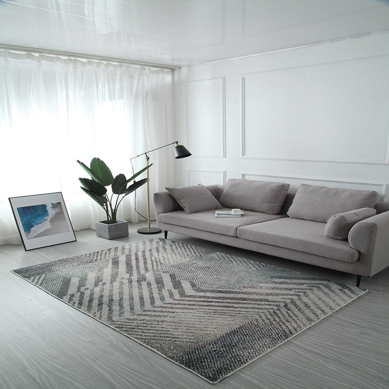 Pink Modern Area Rug Geometric Pattern Polyester Area Carpet Anti-Slip Rug for Living Room