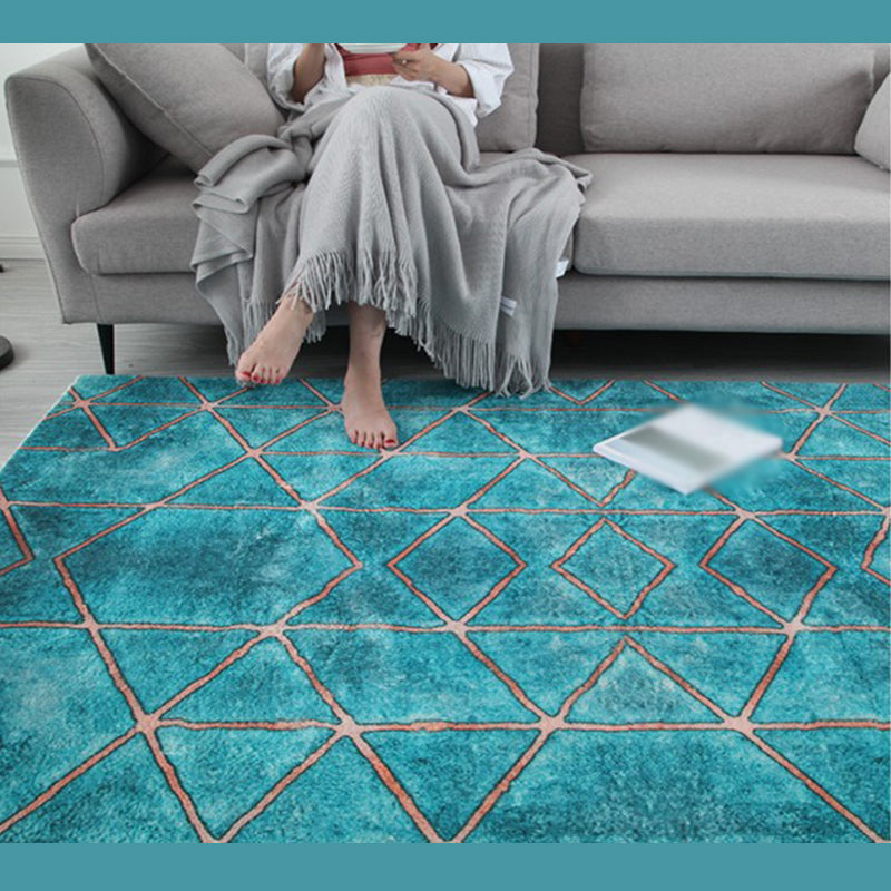 Pink Modern Area Rug Geometric Pattern Polyester Area Carpet Anti-Slip Rug for Living Room